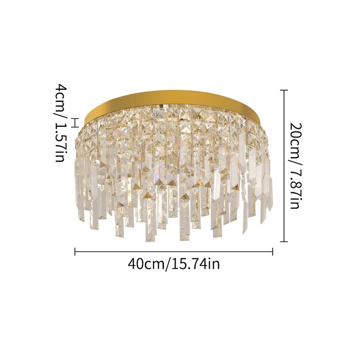 Lustra moderna din cristal, 40cm, aurie