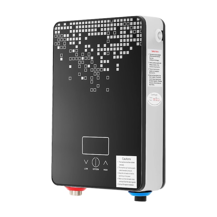 Incalzitor de Apa Instant Electric 6500W, 220V, pentru Baie si Bucatarie, Robinet cu Afisaj Digital de Temperatura, Functie Automata, Culoare Negru
