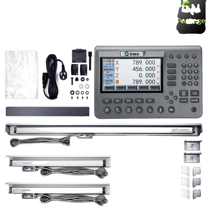 DRO LCD fémkészlet, 5 mm-es felbontás, többnyelvű támogatás, 21,5x33,5 mm