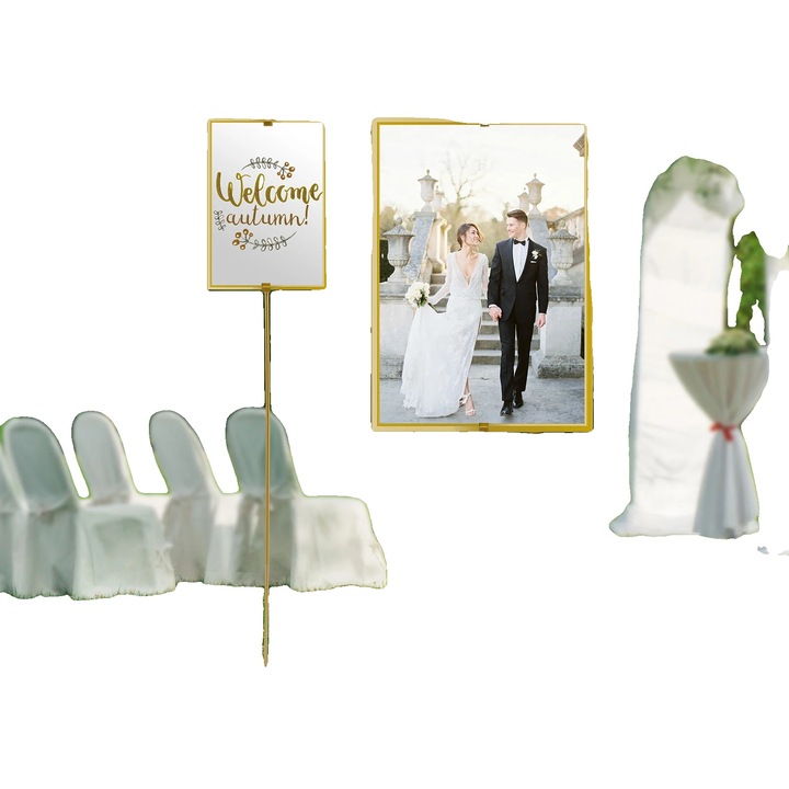 Suporturi de expunere pentru evenimente, finisaj auriu, inaltime ajustabila