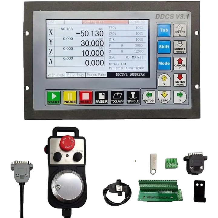 Önálló CNC vezérlő, 4 tengely, 500 kHz, 24 V DC, 5 hüvelykes TFT képernyő