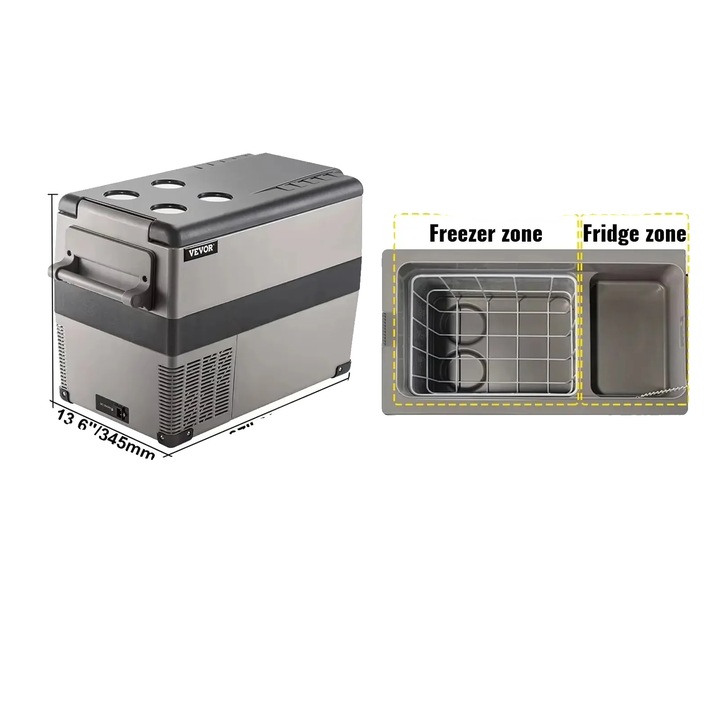 Frigider auto 45L portabil, dual voltaj, gri, 59.8x32x26cm