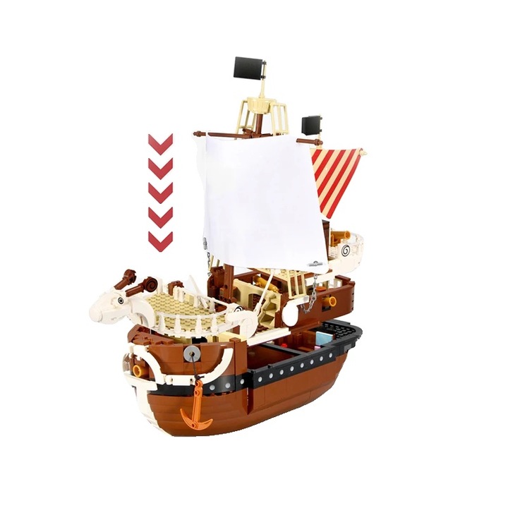 Комплект за конструиране на пиратски кораб, 1048 части, 39x20x38,5 см, за момчета, многоцветен