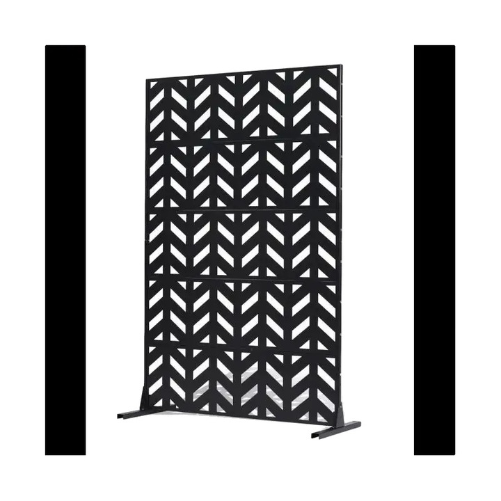 Paravan de intimitate metalic, 5 panouri, constructie rezistenta, culoare neagra, dimensiuni 120x50.8x183cm