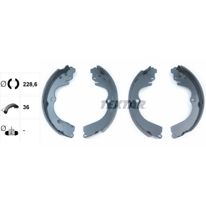 Textar fékbetét készlet, 36 mm, 228,6 mm, 1,48 kg