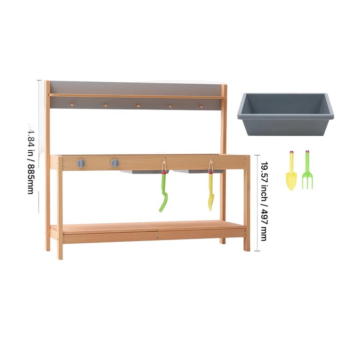 Set de joacă educativ din lemn de cedru pentru copii, 4 accesorii, 100x88x36 cm