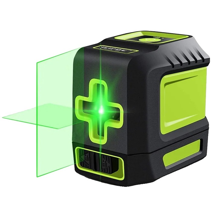 Zöld lézeres szintező, kétvonalas mérés, kompakt kialakítás, 30 m-es munkatávolság, 85x57x80 mm