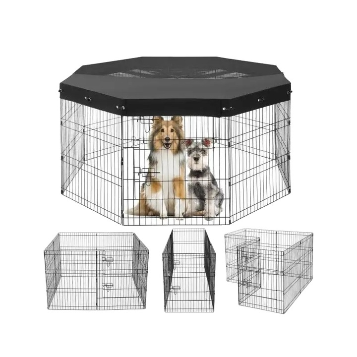 Tarcuri pentru caini, constructie din otel carbon, design personalizabil, capac de protectie, 160x160x76cm