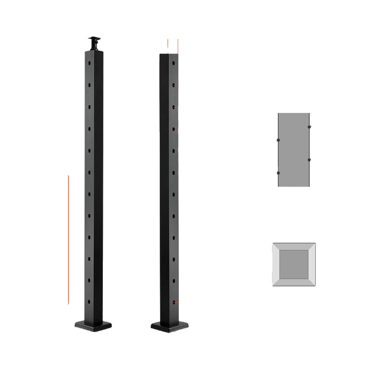 Stalp pentru cablu, tip I, otel inoxidabil, pre-perforat, 36"x1.97" - 42"x1.96", negru mat