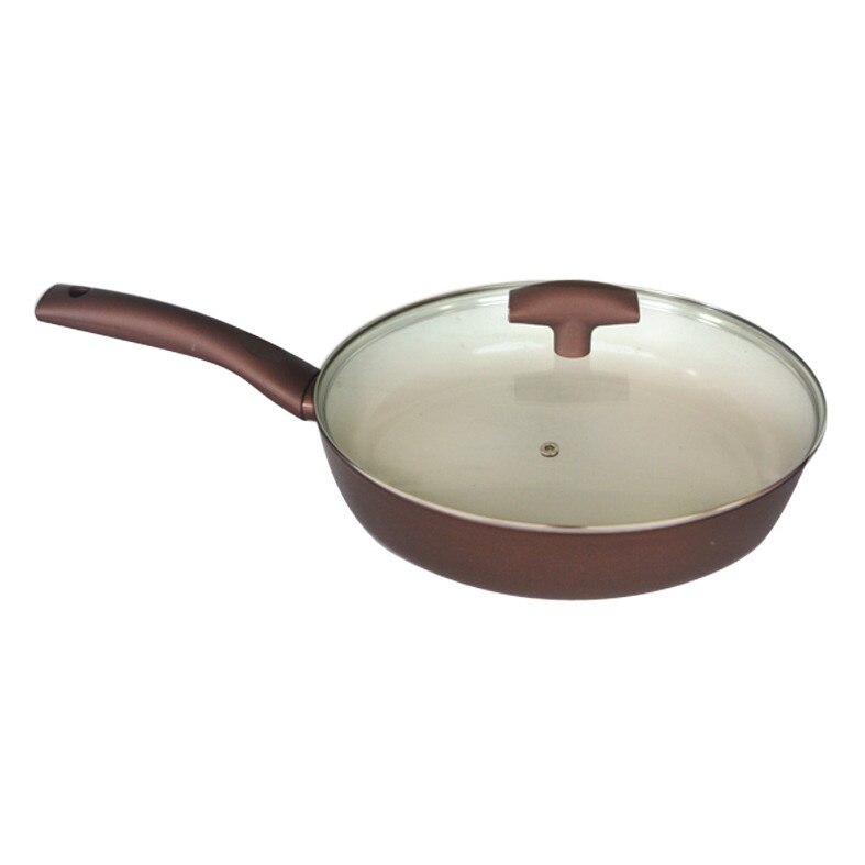 Tigaie 26cm GRAMMY neaderenta acoperita strat ceramic culoare tabacco cu capac