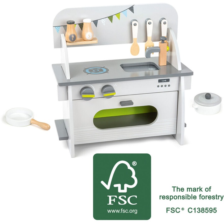 Gyerekkonyha, Kis láb, Drevena, 36x17x37cm, 3+ év, 100% FSC fa