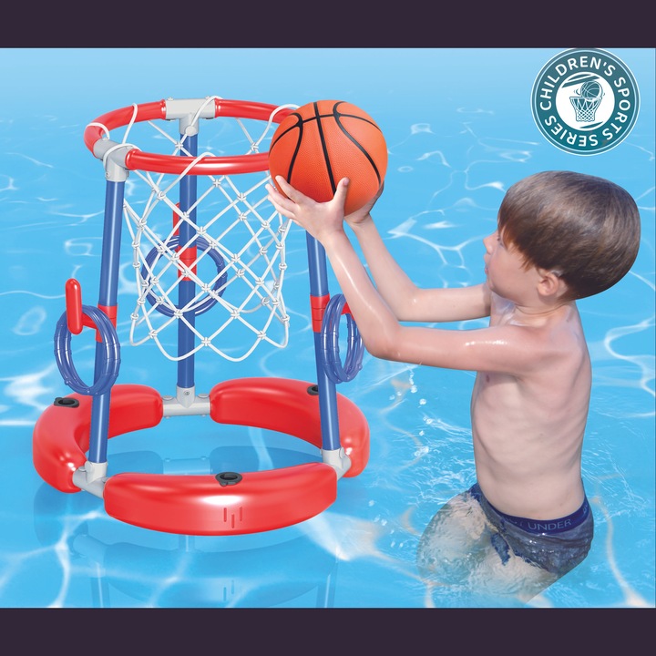 Medence Kosárlabda Állvány + Dobókarika 2 az 1-ben Játék, 3 Éves Kortól, Többszínű