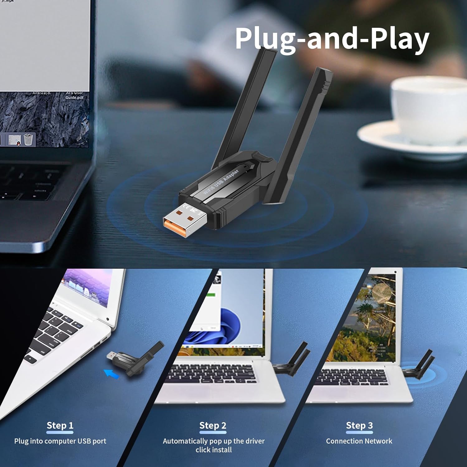 Adaptor WiFi Bluetooth Acropluter Dual-Band WiFi6 & Bluetooth 5.4 ...