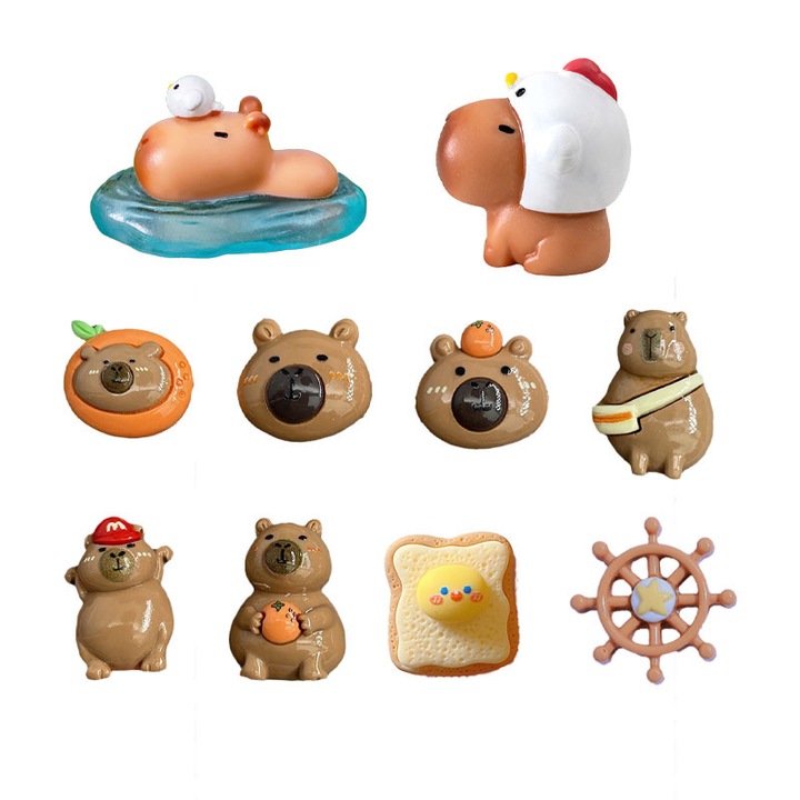 Accesorii pentru pantofi - Set 10 Jibbitz pentru Crocs cu capibara 3D din rasina, stil amuzant si dragut