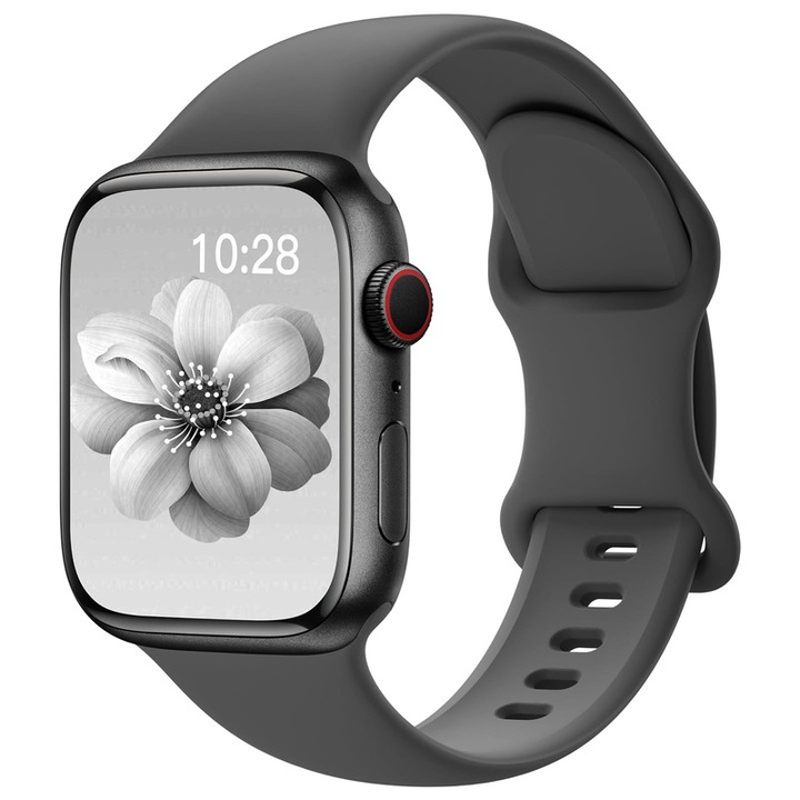 Szilikon sportszíj, HUANLONG, Apple Watch-hoz, vízálló, 38mm 40mm 41mm 42mm (10-es széria), kőszürke