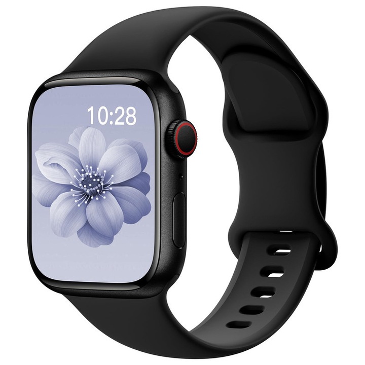Okosóra szíj, HUANLONG szilikon, Apple Watch-hoz, vízálló, 42mm 44mm 45mm 46mm 49mm, fekete