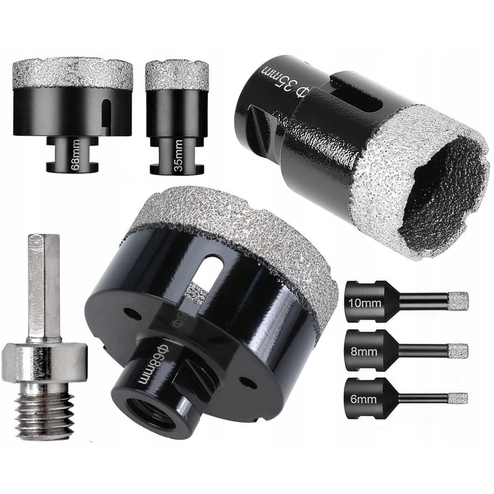 Set carote diamantate piatra gresie faianta beton 6-68mm M14 6piese (CAR668M14-14)