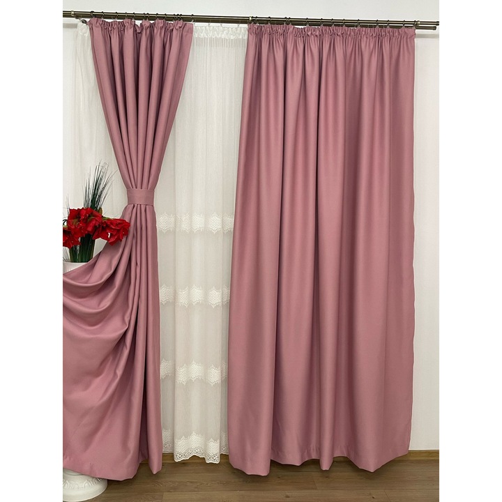 Set doua draperii blackout, culoare powder pink, colectia "Monocrom Signature" by Liz Line cu rejansa 2x140x245cm - DR514