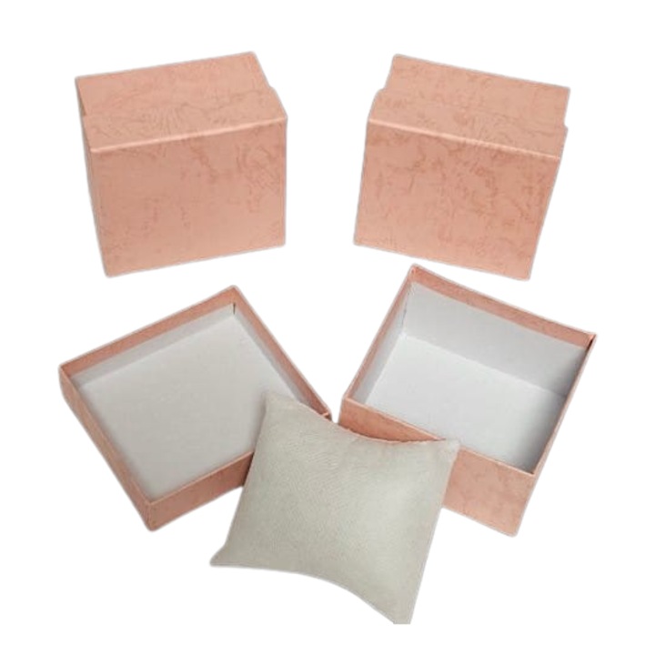 Set 3 Cutii din Carton pentru Bratari sau Ceasuri, 8.5X9X5cm, Roz