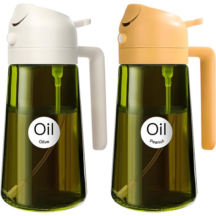 Dispenser ulei KedioPio 470ml, sticla verde inchis, 2 in 1, control precis al uleiului, usor de umplut si curatat