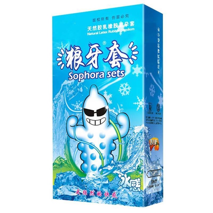 Комплект презервативи SANFACE, 3 броя, усещане за лед и топлина, латексови