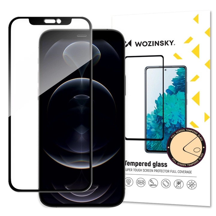Folie protectie Case Friendly Wozinsky Full Glue Cover compatibila cu iPhone 13/13 Pro/14/16e Black