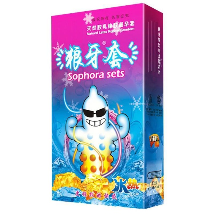 Комплект презервативи SANFACE, 3 броя, усещане за лед и топлина, латексови