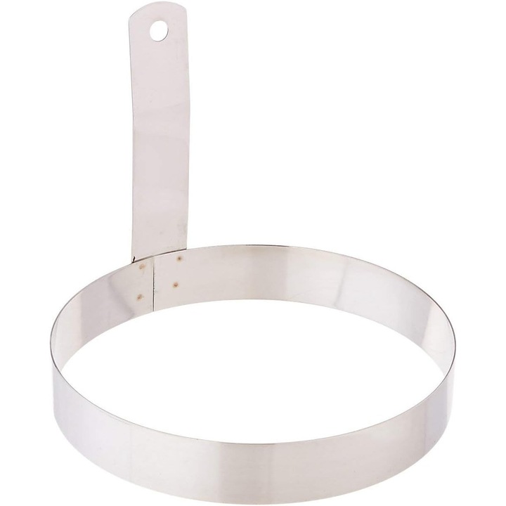 Set 3 bucati, inel pentru oua / cerc pentru prajit din inox, diametru 6 inch (15 cm), argintiu