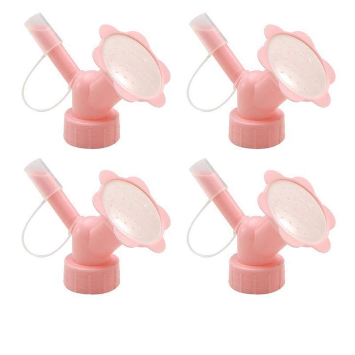 Set 4 duze irigare dublu cap, plastic, 28mm, pentru ghivece, transparent