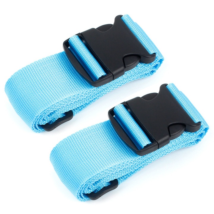 Комплект от 2 ремъка за багаж, longziming, полиестер, син, 5x200 см