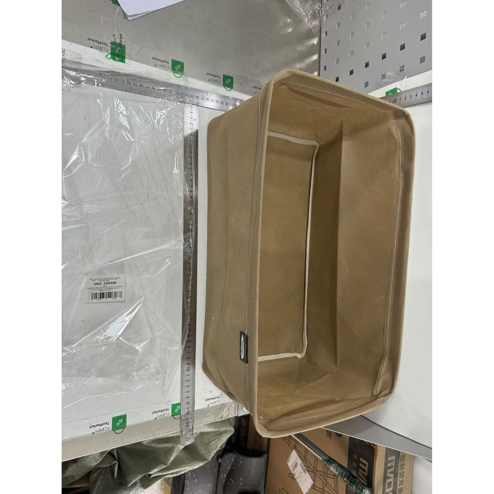 OEM Кутия за съхранение, за дрехи, вещи, изработена от текстил с метална рамка, странични дръжки, правоъгълна форма, 48 x 28 x 25 см, обем 34 л, каки