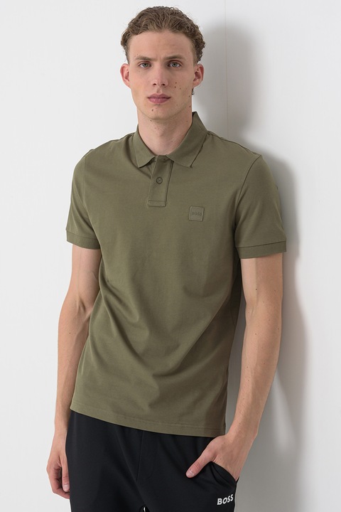 BOSS, Tricou polo slim fit Passenger, Verde sparanghel