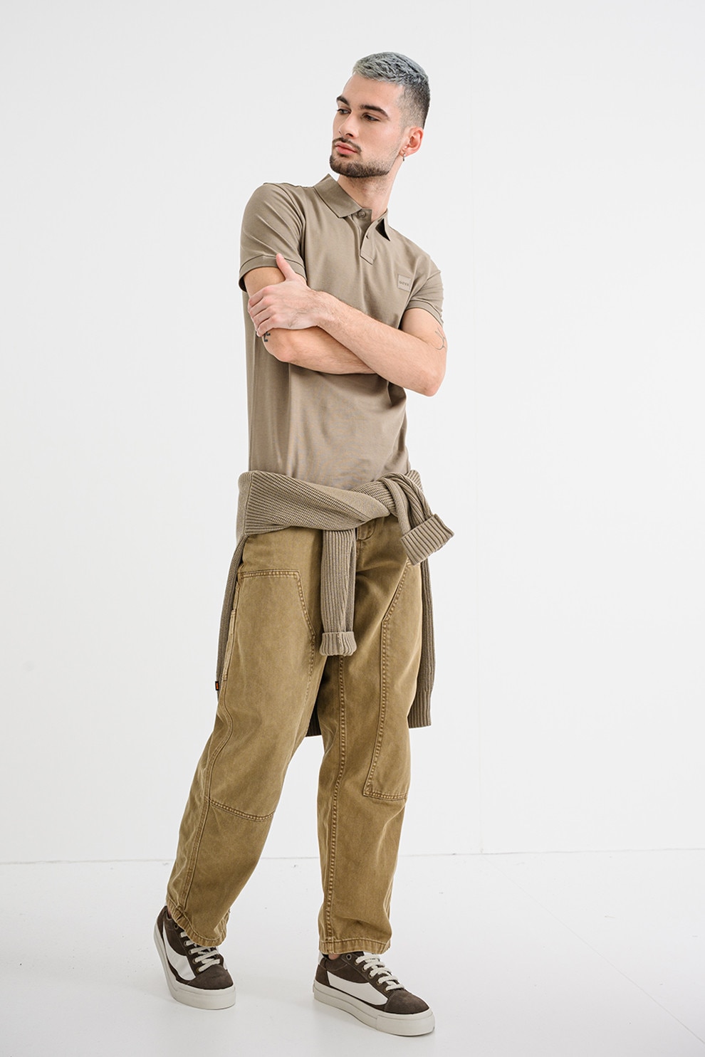 BOSS, Tricou polo slim fit Passenger, Maro deschis, L