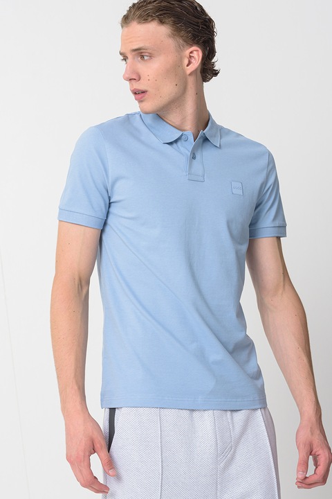 BOSS, Tricou polo slim fit Passenger, Albastru lavanda