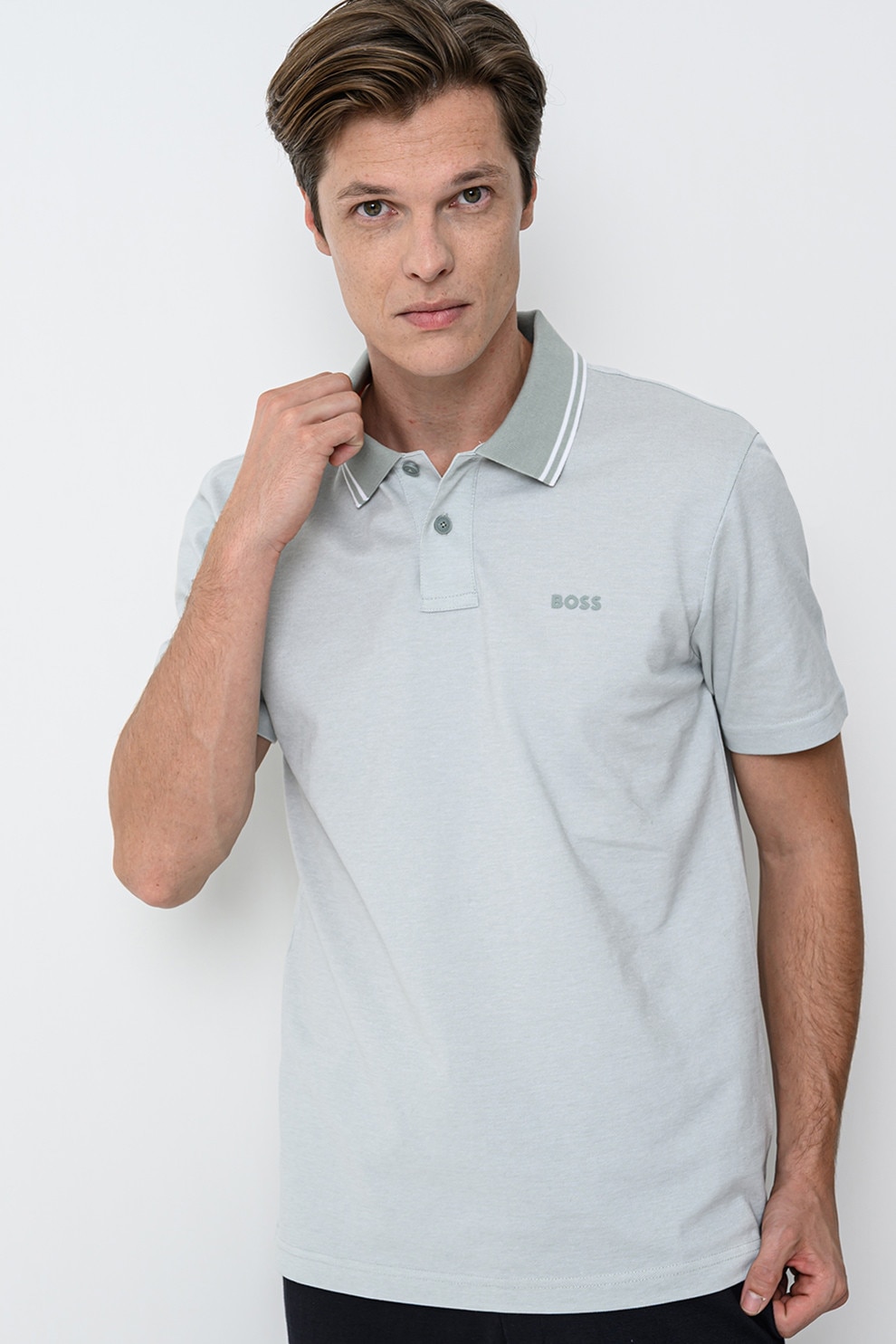 BOSS, Tricou polo relaxed fit Peoxford, Verde pal, L
