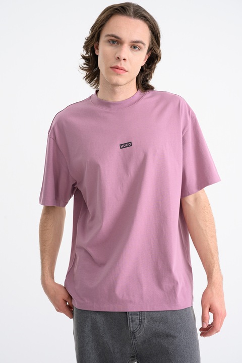 HUGO, Tricou de bumbac cu logo Nalono, Violet prafuit
