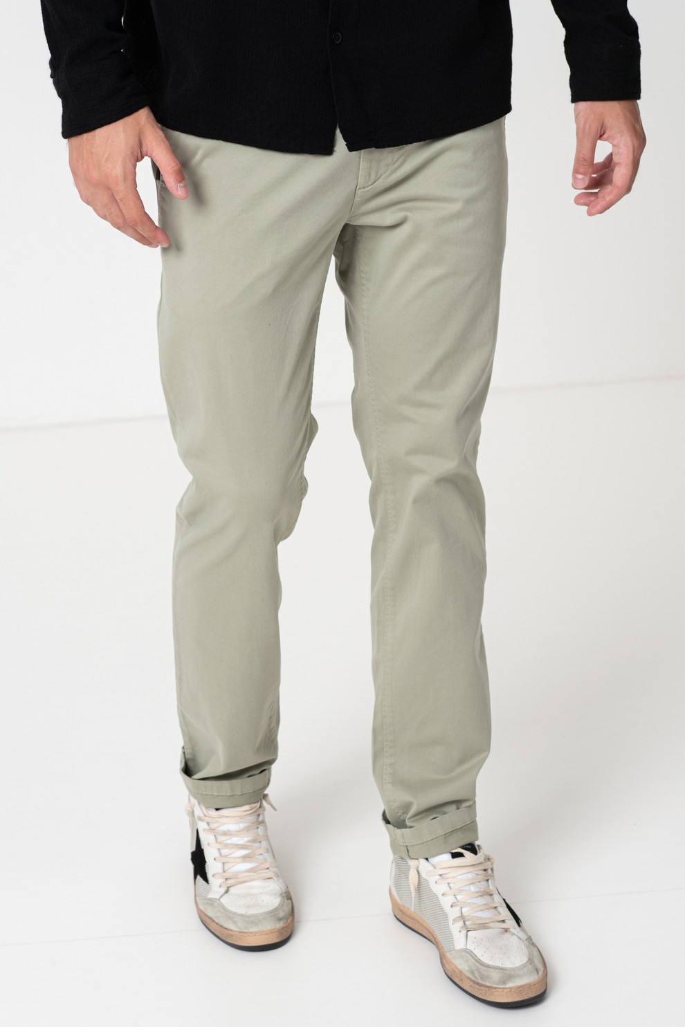 BOSS, Pantaloni chino slim-fit, Gri cenusiu, W34-L32