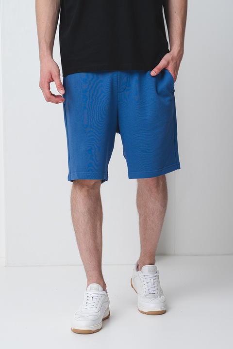 HUGO, Bermude relaxed fit din bumbac Dayano, Albastru inchis