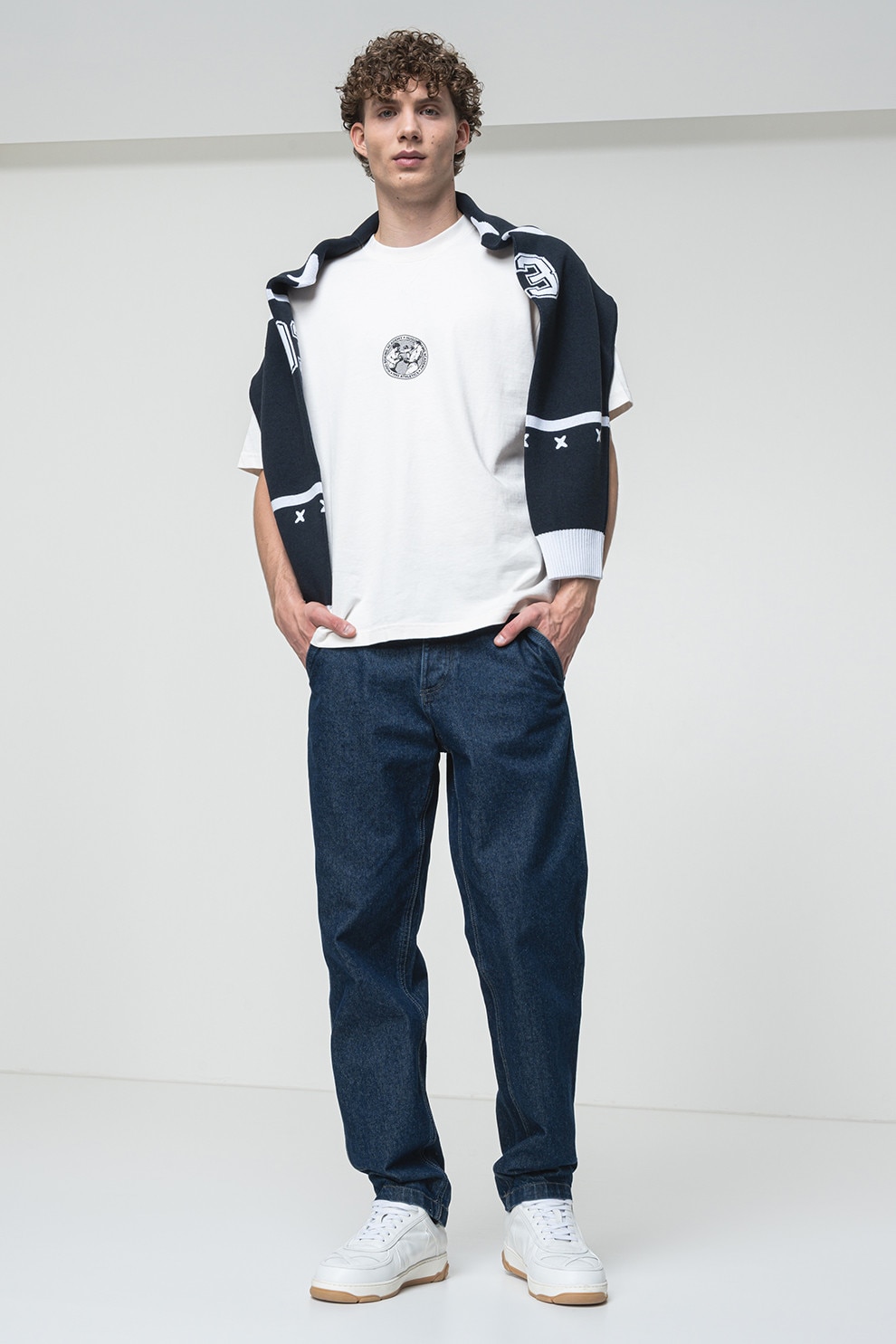 HUGO, Tricou cu decolteu la baza gatului Dwresto, Alb, M