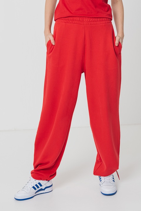 HUGO, Pantaloni de trening lejeri de bumbac, Rosu vermillion, 2XL