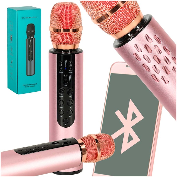 Microfon fara fir de karaoke pentru copii, Bluetooth, 2000mAh