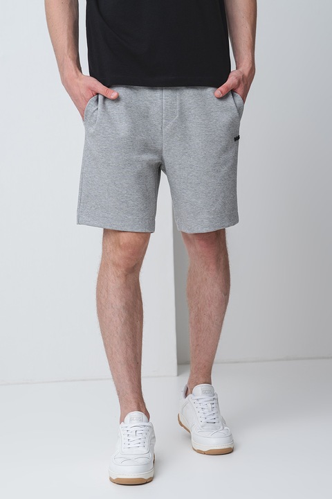 BOSS, Pantaloni scurti cu buzunare laterale, Gri melange