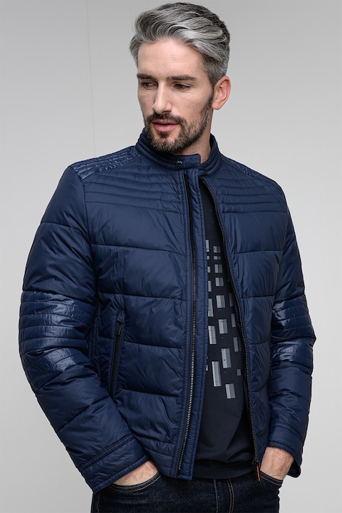 BOSS, Geaca scurta cu buzunare cu fermoar, Bleumarin