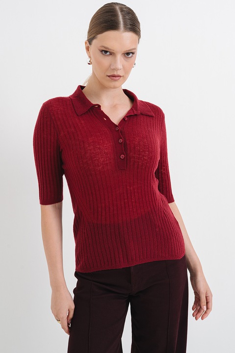 BOSS, Pulover polo din amestec de lana virgina Fugano, Violet tyrian