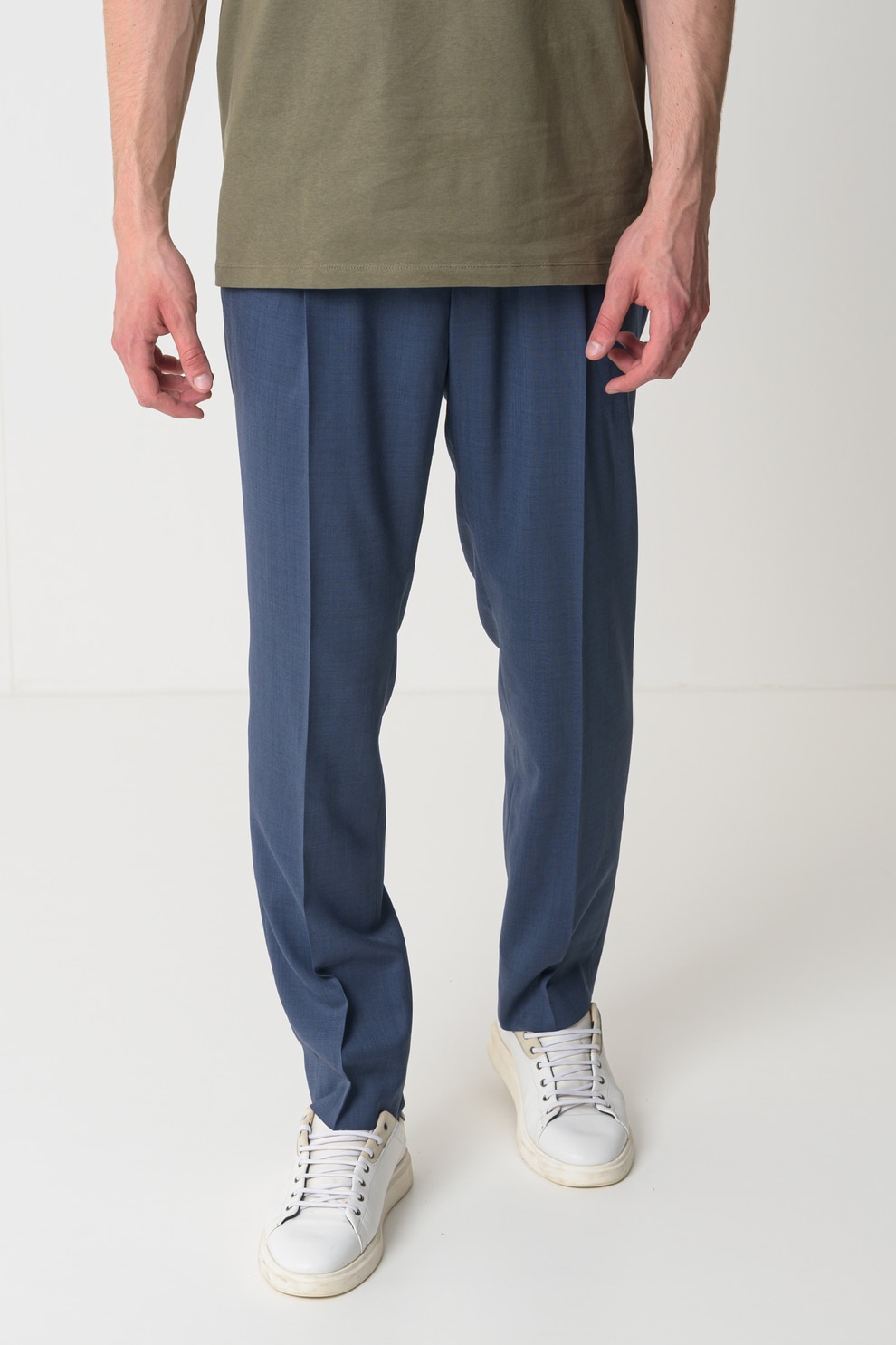 HUGO, Pantaloni slim fit din amestec de lana Getlin, Indigo, 50