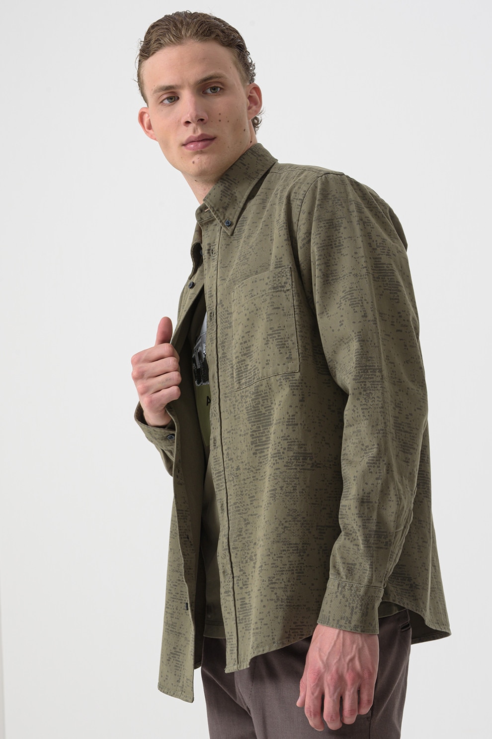 BOSS, Camasa Oxford de bumbac, Verde spranghel, L