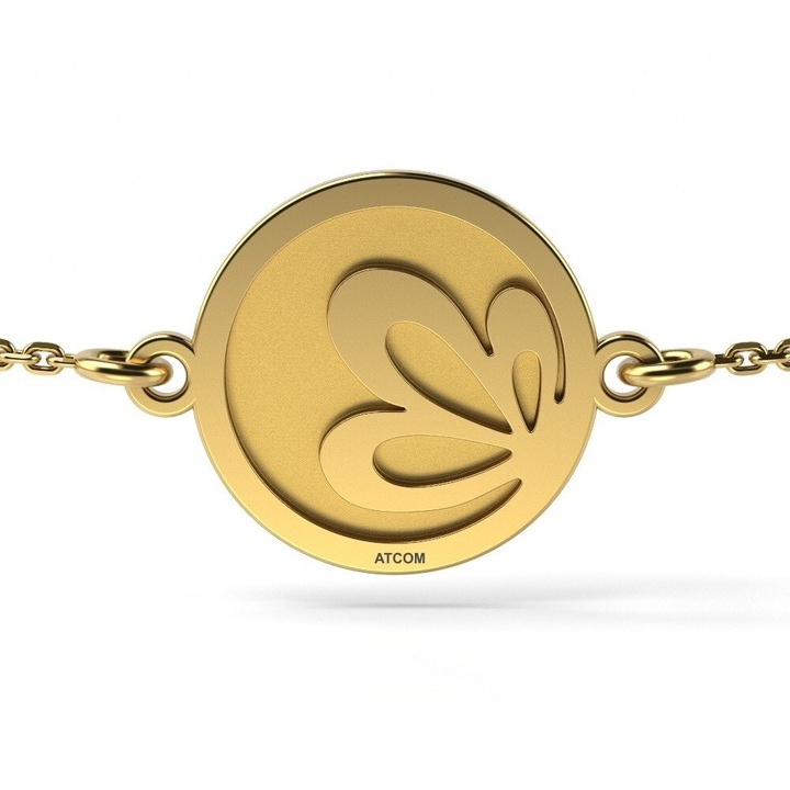 Sárga arany lánc karkötő modell Gravírozott lótuszvirág