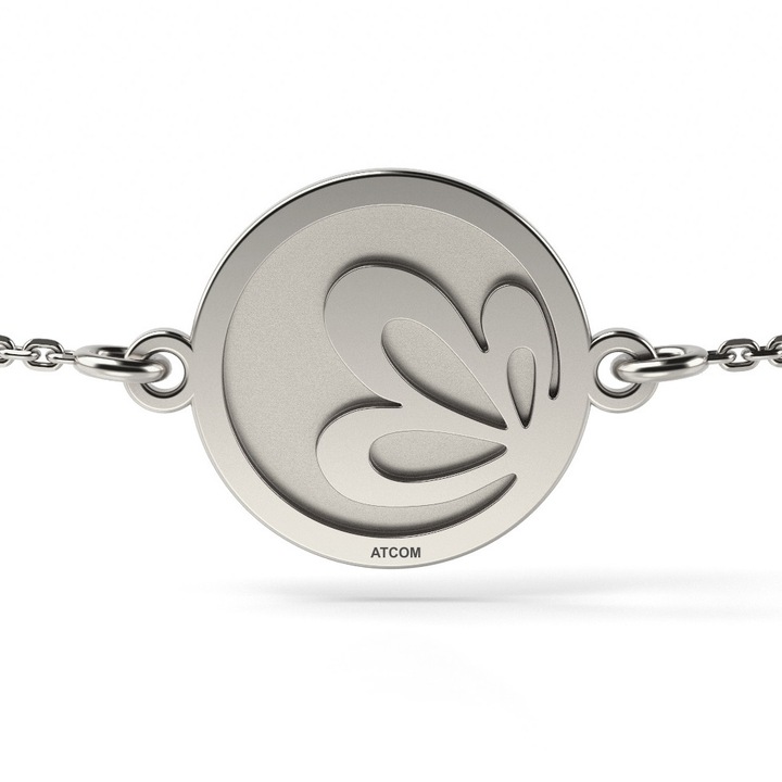 Karkötő lánccal fehérarany modellből Gravírozott lótuszvirág