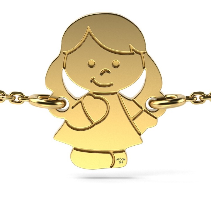 Sárga arany lánc karkötő Gravírozott lány modell