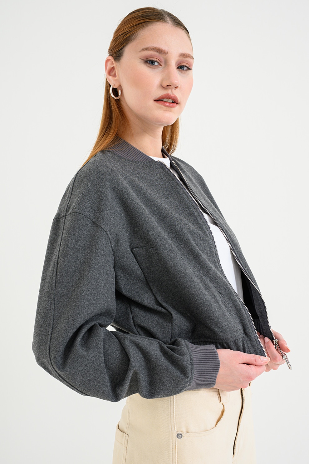 June, Jacheta din tuid cu terminatii franjurate, Verde, 40 - eMAG.ro